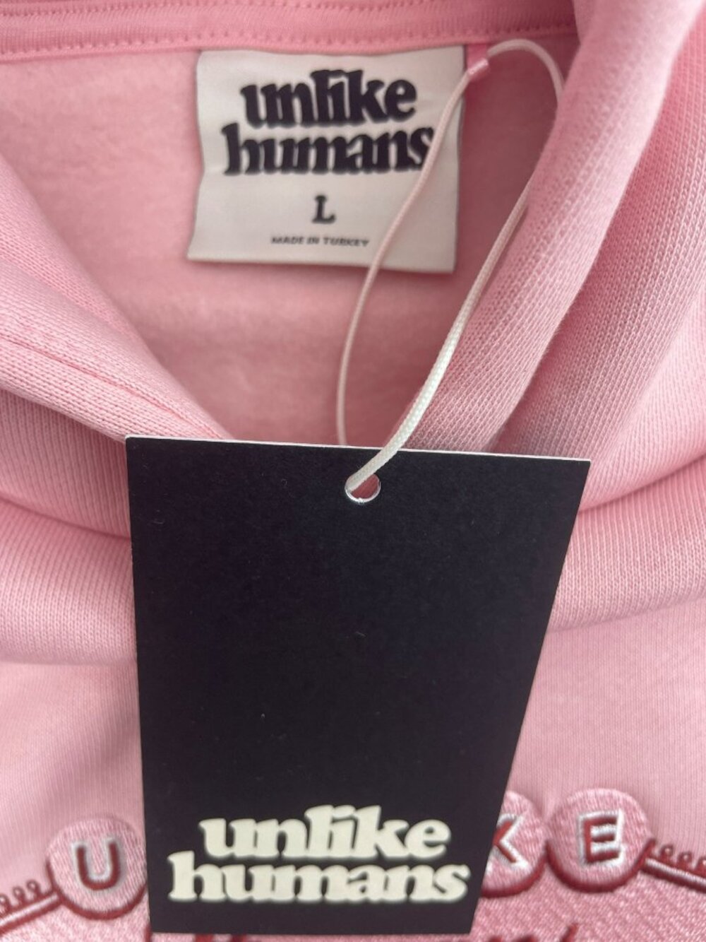Unlike Humans Casino Pink Hooded Sweatshirt Aces Dice Graphics Unisex Size M NWT - Picture 7 of 8